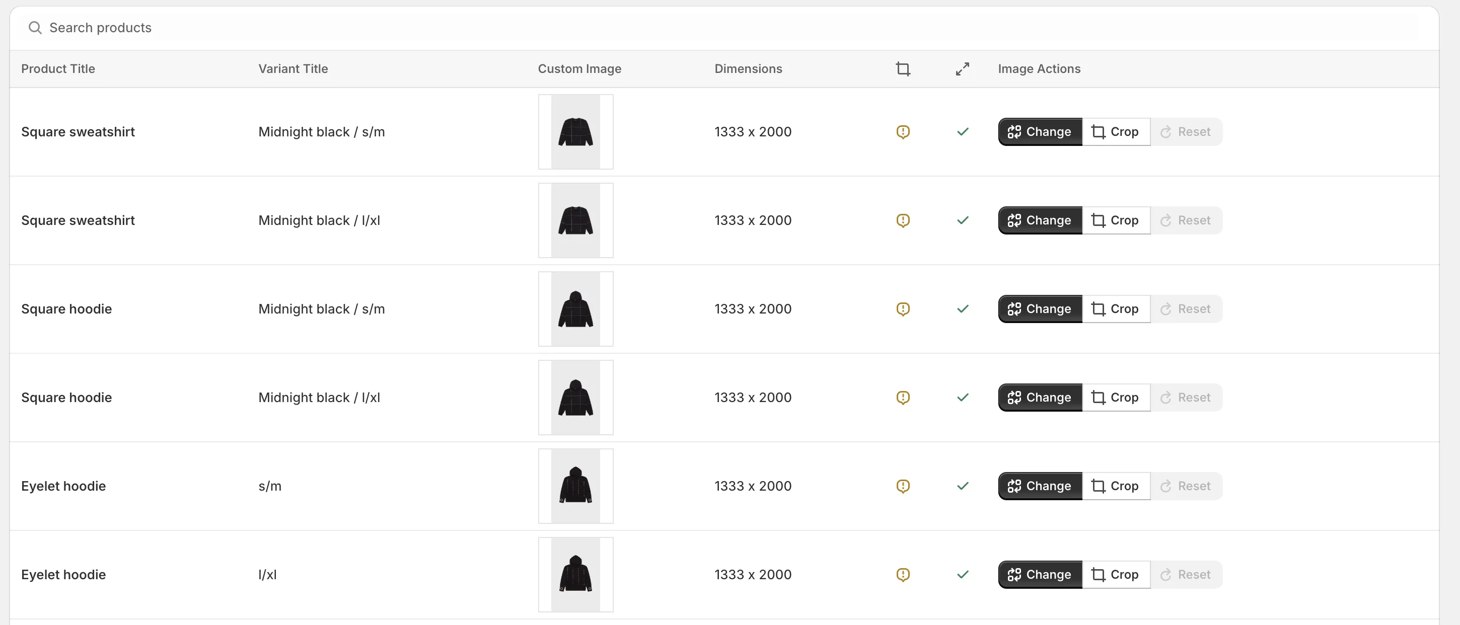 CustomPix image selection screen: choosing a specific product image for Meta catalog ads in Shopify